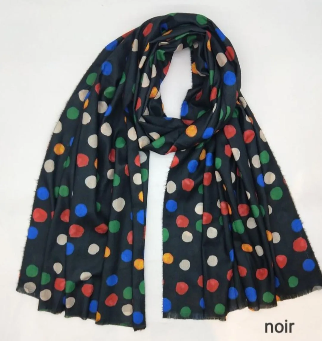 Polka-dot wool mix scarves