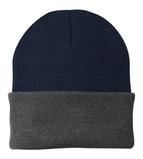 Port & Company® - Knit Cap - Navy / Athletic Oxford