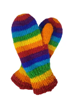 Rainbow Stripe Wool Mittens