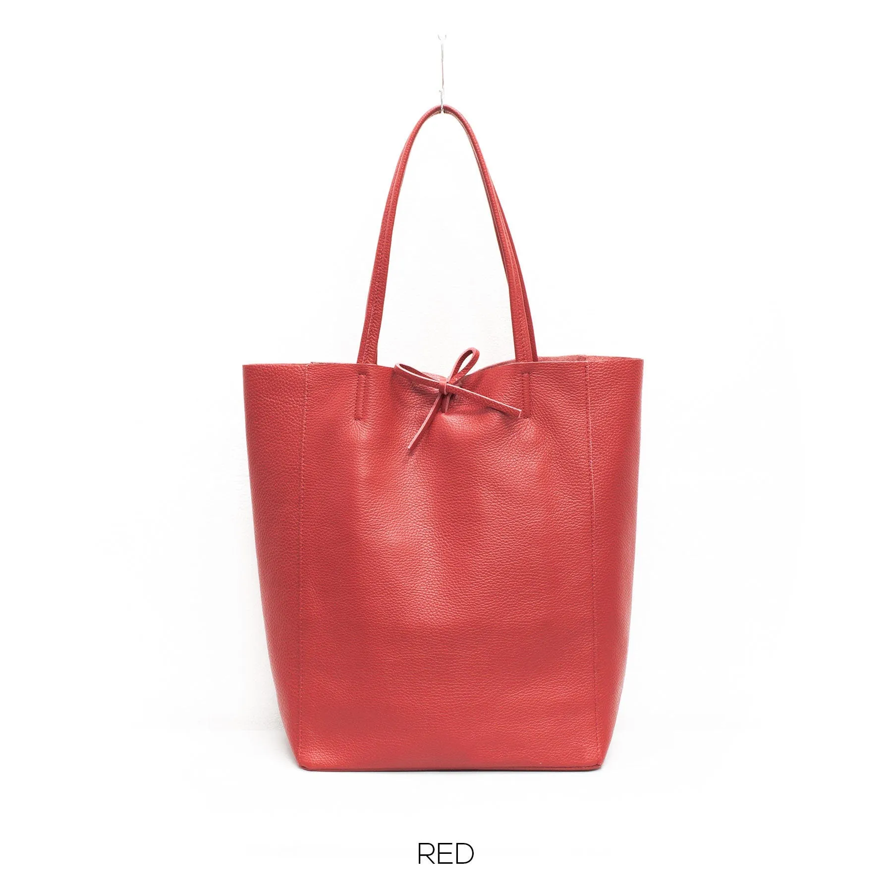 Red Genuine Leather Shopper Bag Large Leather Tote Bag