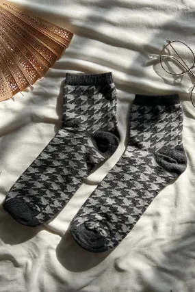 Socks Houndstooth Dark Grey