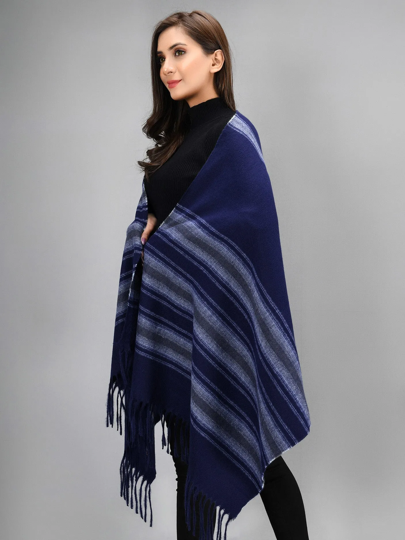 Striped Shawl - Blue