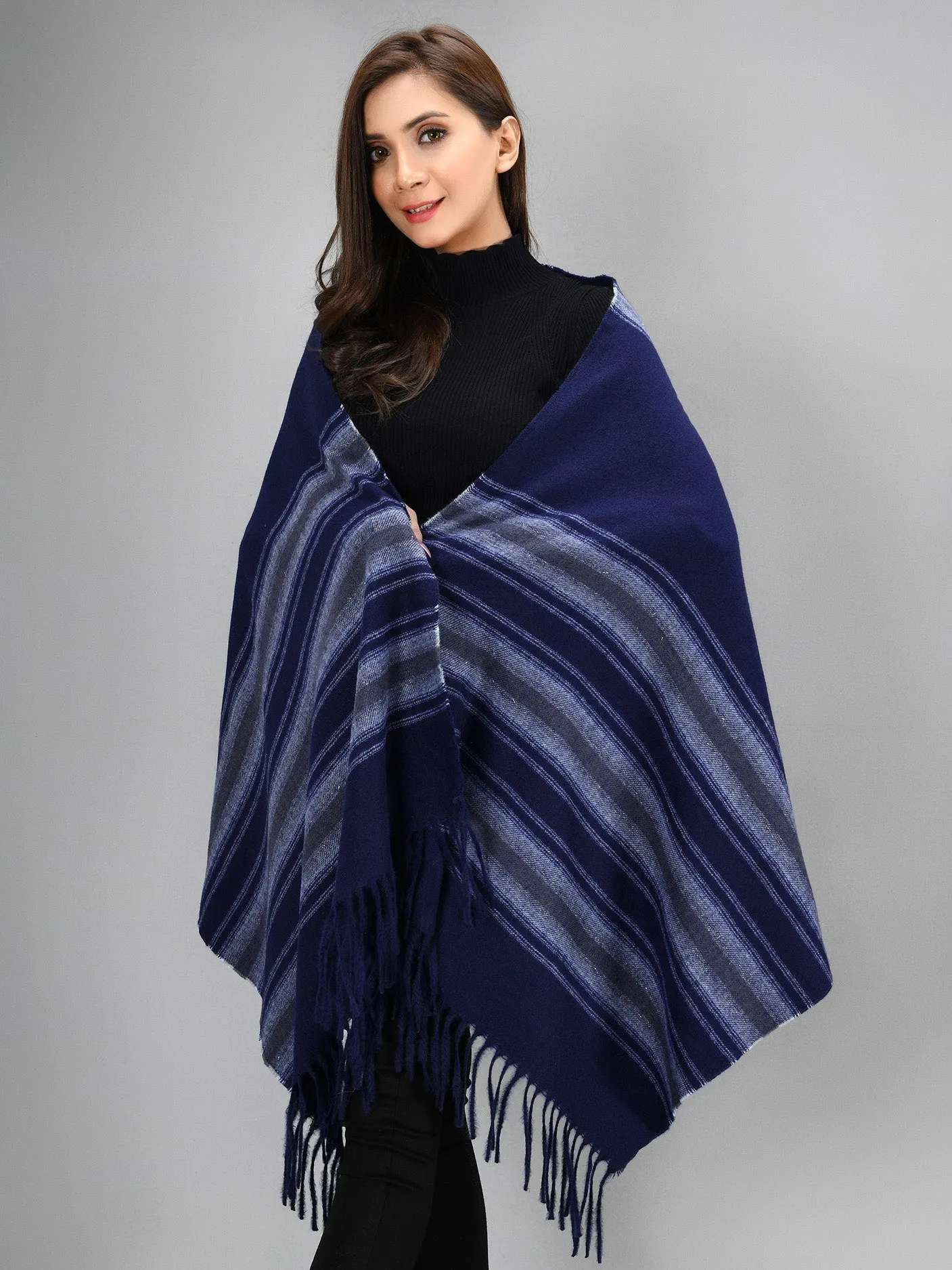 Striped Shawl - Blue