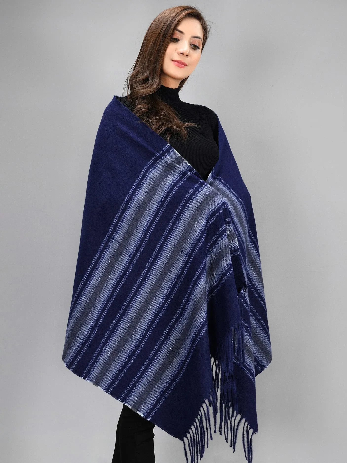 Striped Shawl - Blue