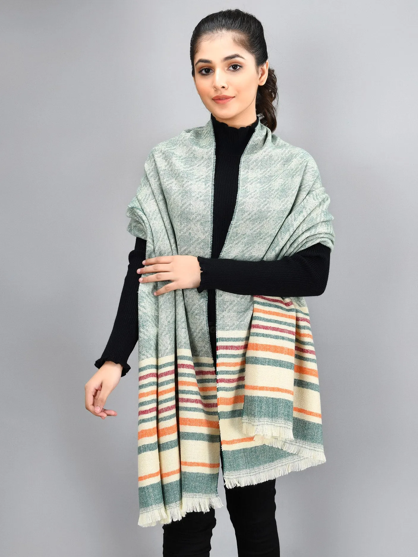 Striped Shawl - Green