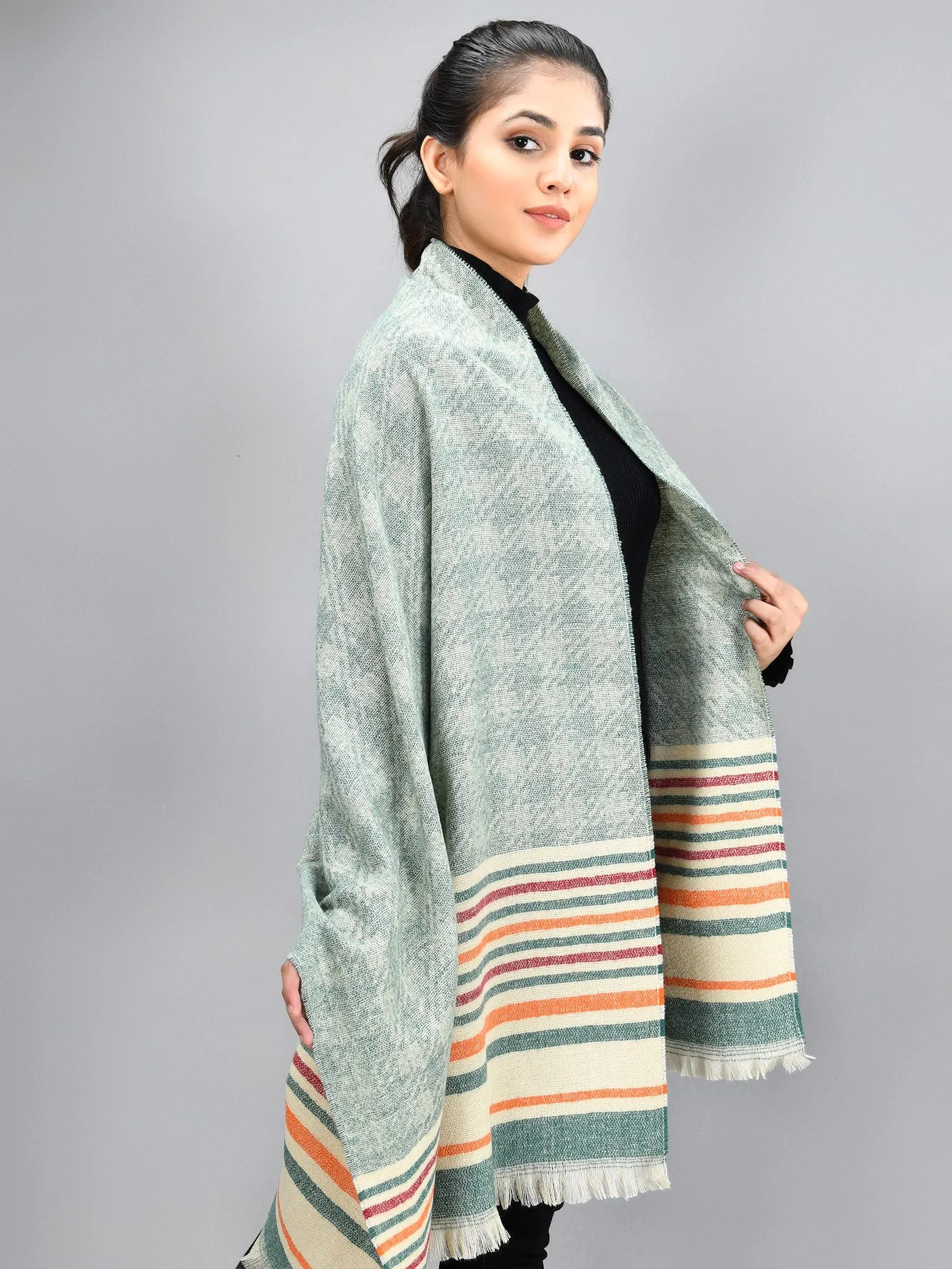 Striped Shawl - Green