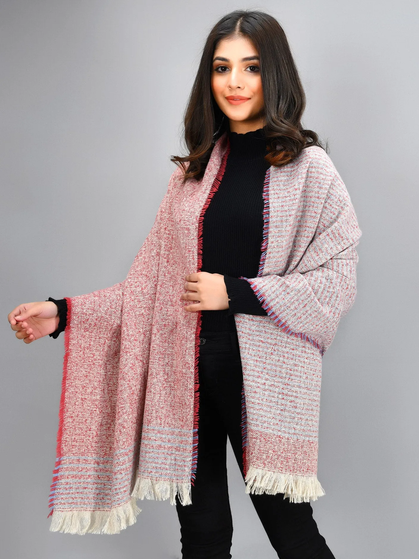 Striped Shawl - Red