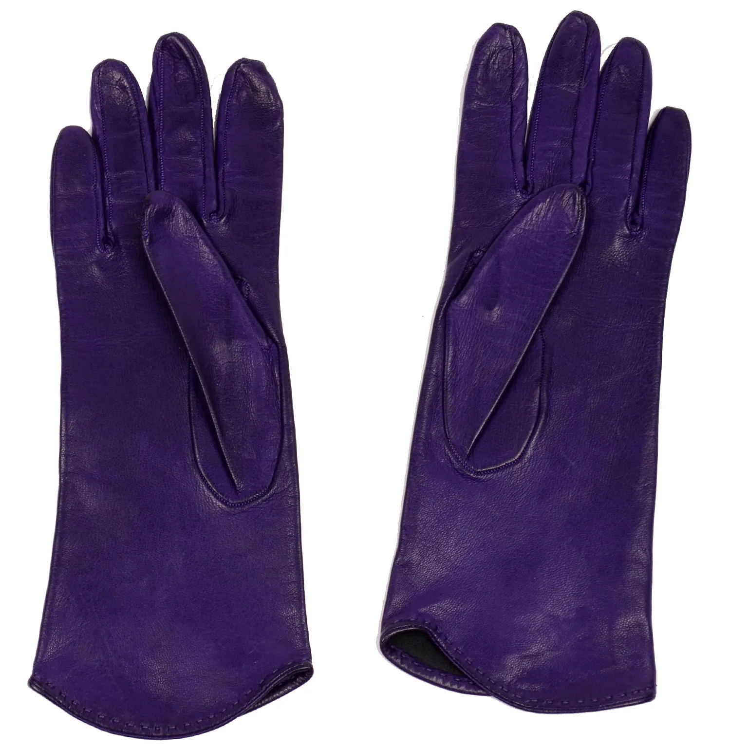 Vintage Bill Blass Purple Leather Silk Lined Gloves