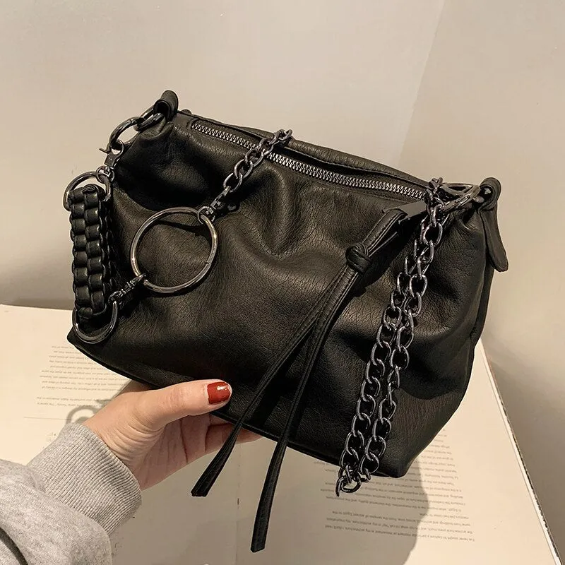 Vintage Fashion Female Tote Chain 2021 New High Quality PU Leather Women's Designer Handbag High capacity Shoulder Messenger Bag