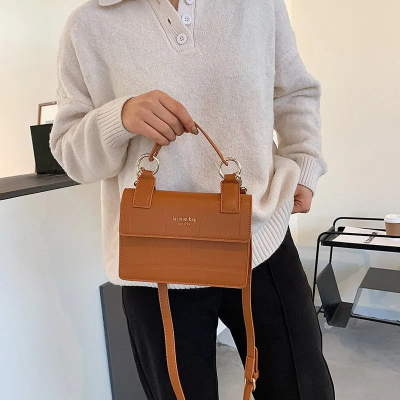 Vintage Square Tote bag 2021 Fashion New High quality Matte PU Leather Women's Designer Handbag Travel Shoulder Messenger Bag