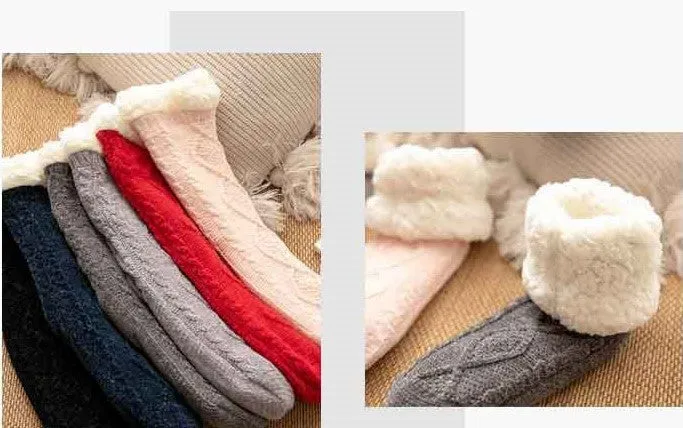 Winter Warm Non-Slip Solid Color Family Floor Socks