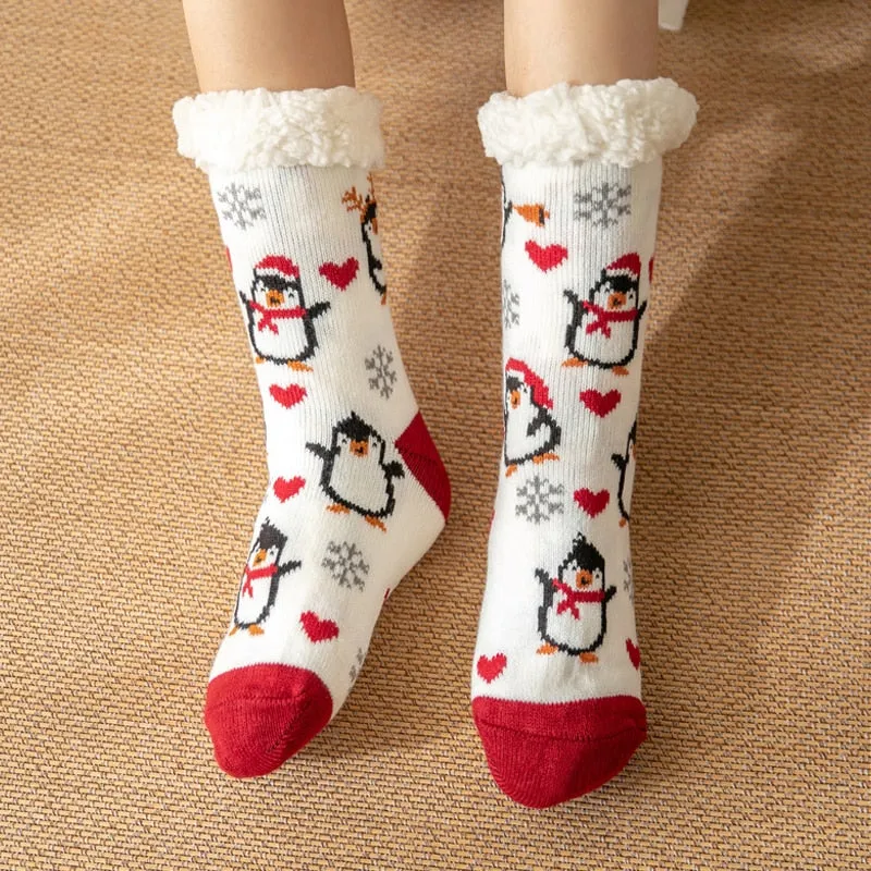 Women New Cute Cotton Thick Warm Winter Christmas Socks