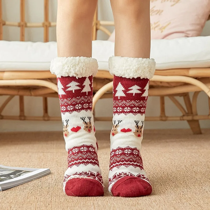 Women New Cute Cotton Thick Warm Winter Christmas Socks