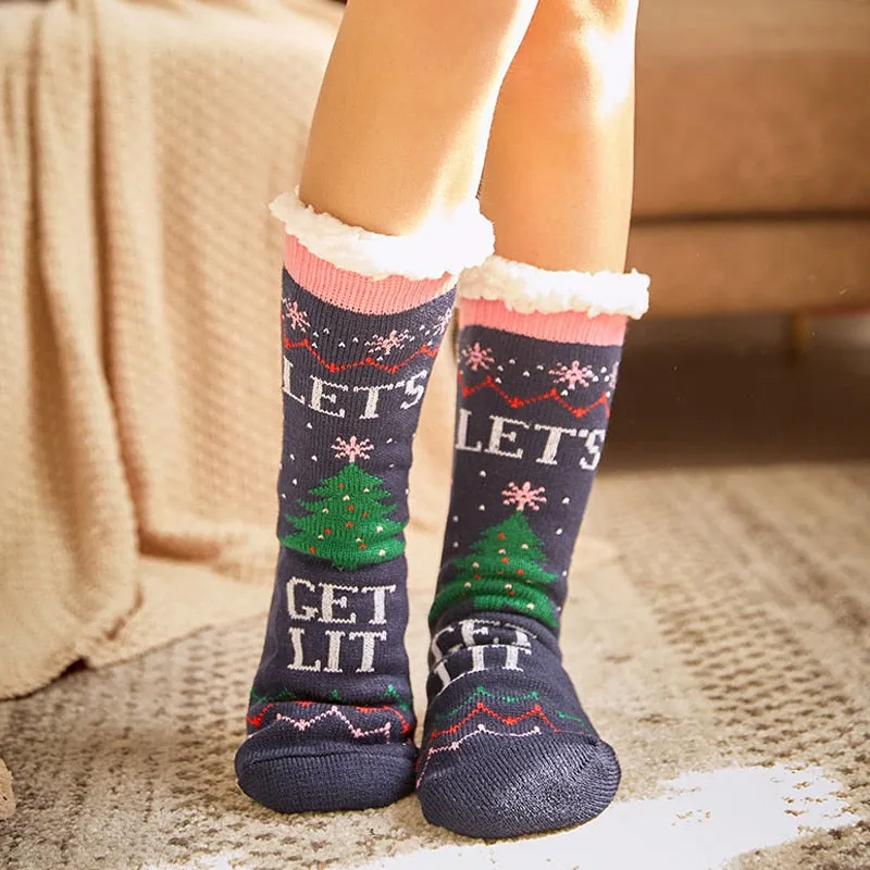 Women New Cute Cotton Thick Warm Winter Christmas Socks