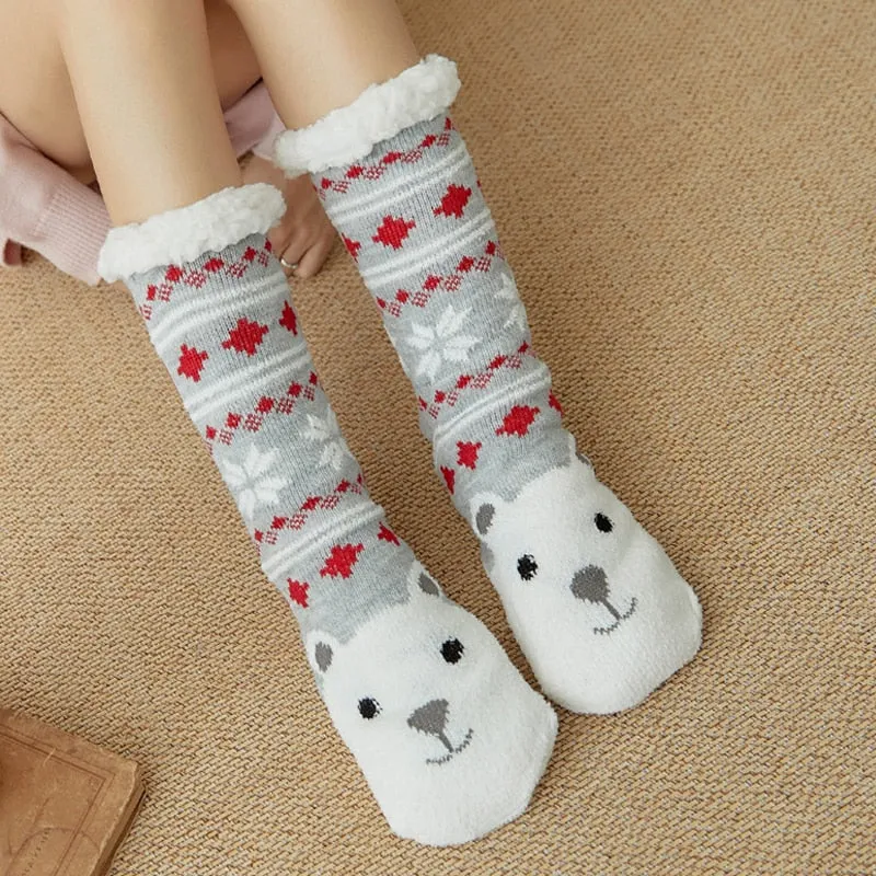 Women New Cute Cotton Thick Warm Winter Christmas Socks